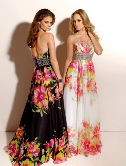 Çiçekli abiye kombinleri