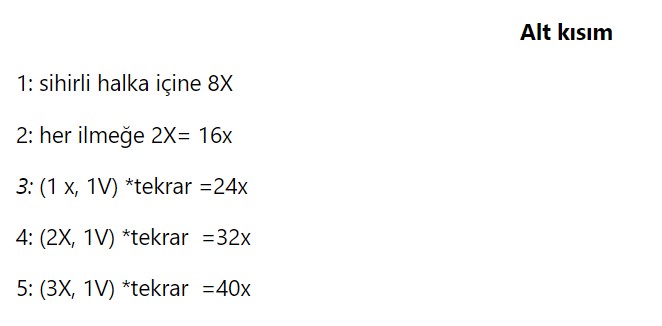 Amigurumi Deniz Anası Alt Kısım