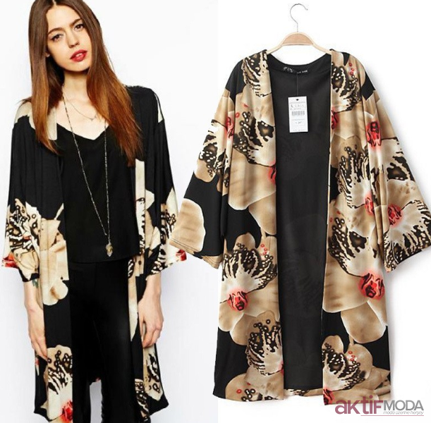 Çiçek Desenli Kimono Kombinleri