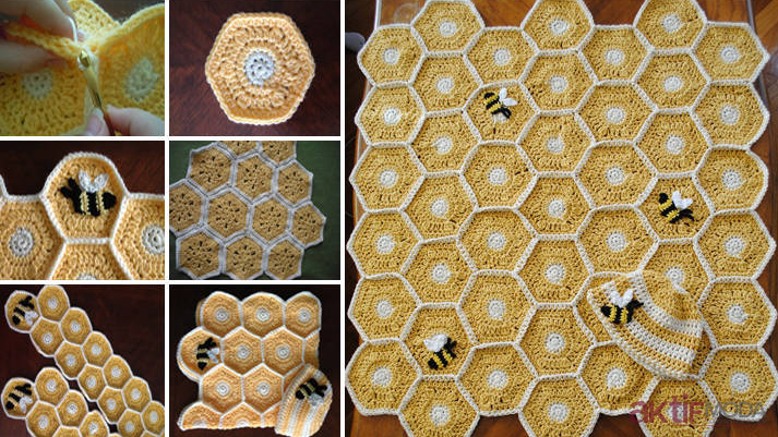 Bal Peteği Örgü Battaniye Modeli