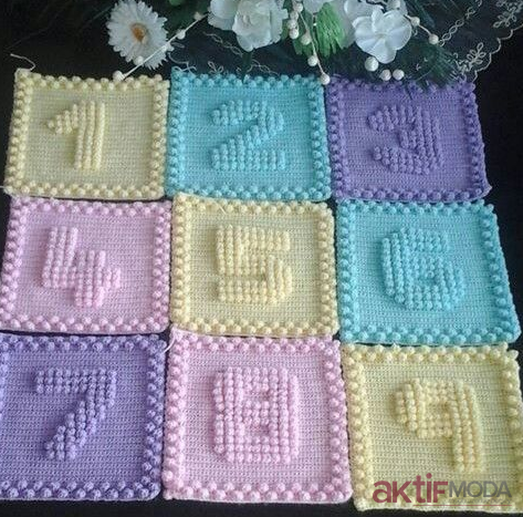 Sayı Renkli Örgü Bebek Battaniye Modelleri