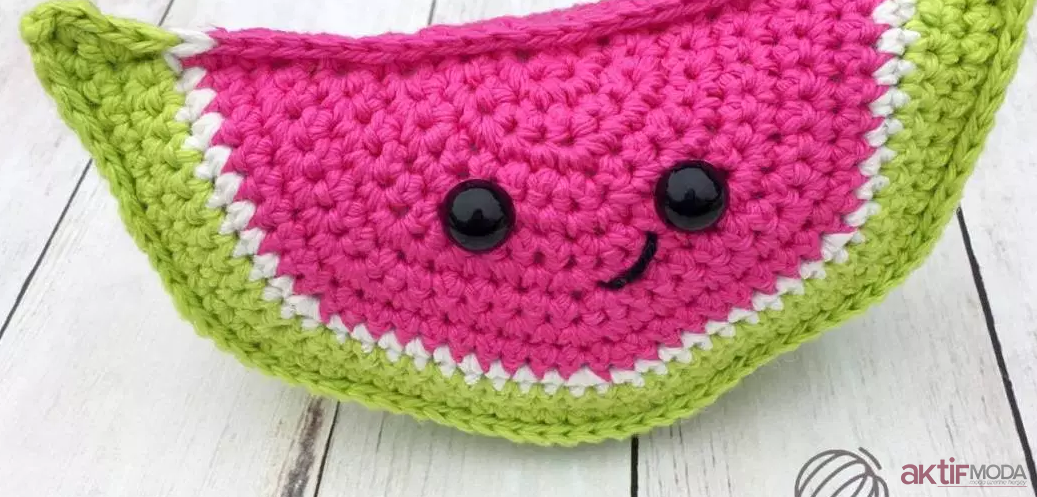 Çocuklar İçin Amigurumi Karpuz Kalemlik
