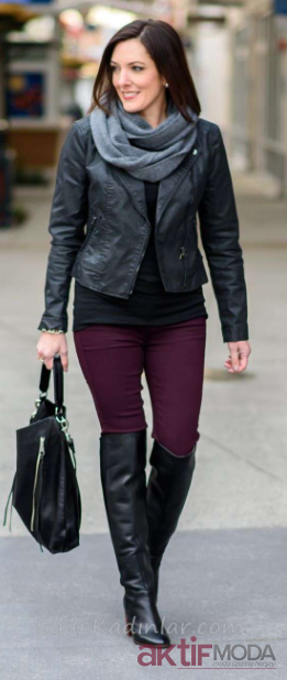 Deri Çizme Kombinleri