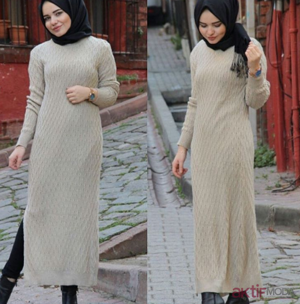 Tesettür Triko Elbise Kombin Önerileri