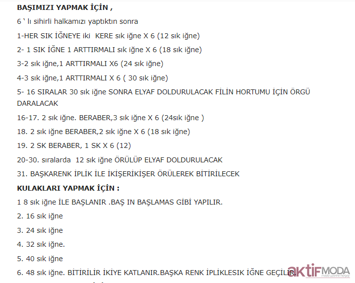 Amigurumi Fil Anahtarlık Baş Yapımı