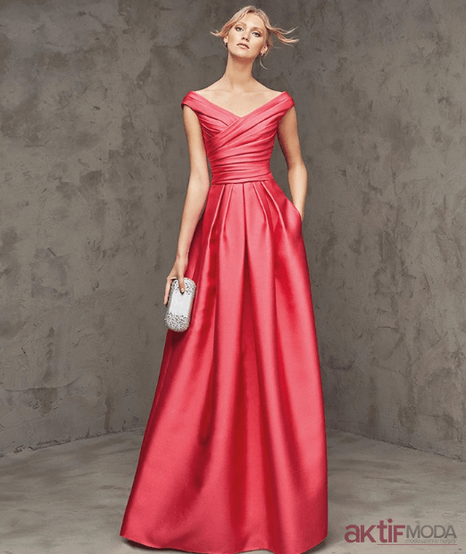 Nar Çiçeği Saten Elbise Modelleri 2023