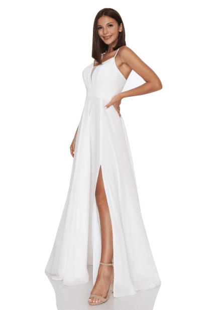 Beyaz Şifon Abiye Elbise Modelleri 2023