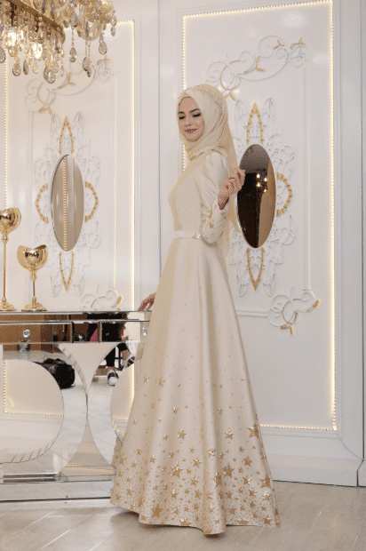 İşlemeli Tesettür Abiye Elbise Modelleri 2020